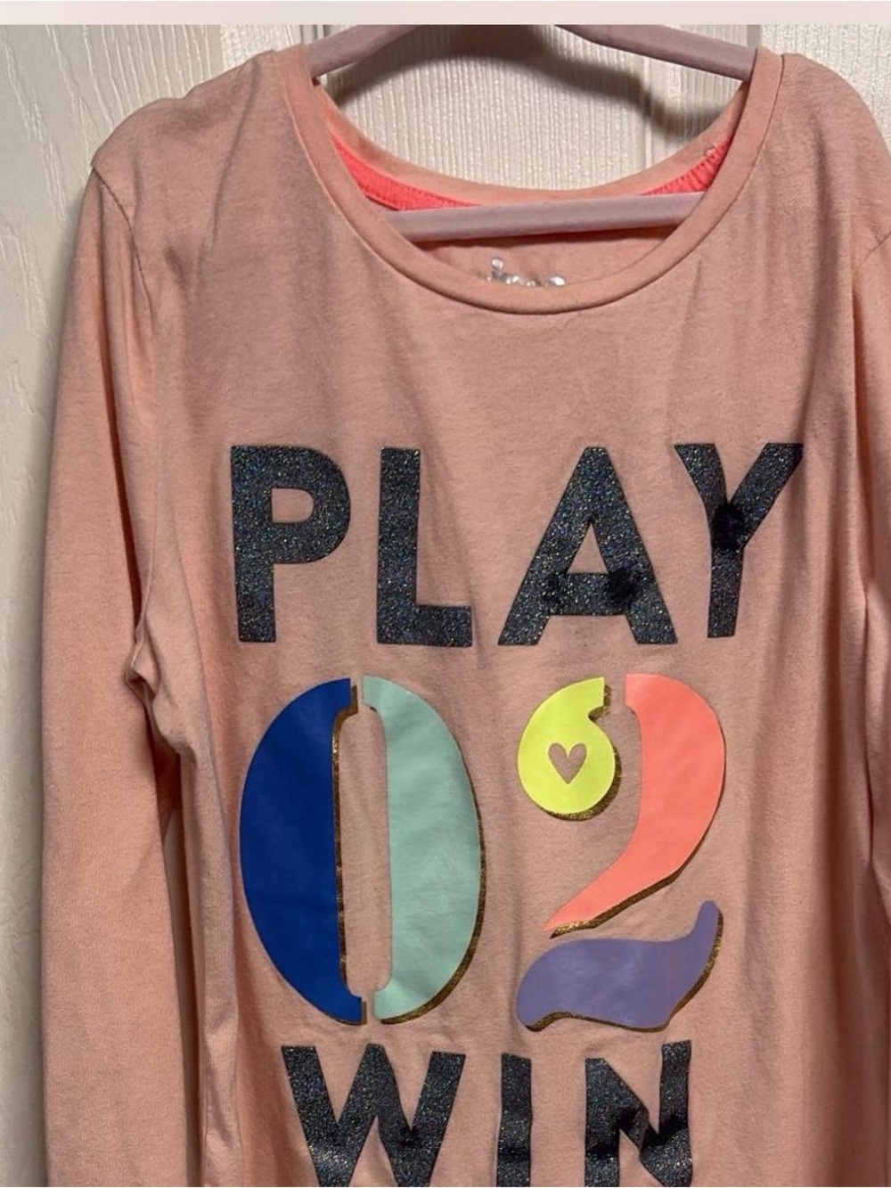 Justice Peach Short-Sleeve PLAY 02 WIN Graphic Tee